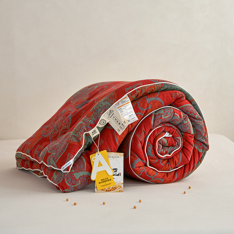 Ethnic National Style Class a Cotton Double-Layer Yarn Quilt Core Soybean Spring & Fall Quilt Winter Quilt Yarn-Dyed Jacquard Antibacterial and Anti-Mite Core