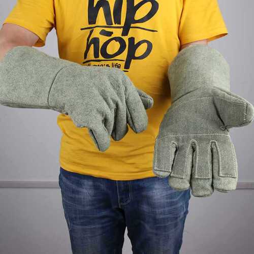 Industrial high-temperature gloves for wholesale, suitable for 500-degree smelting factories, extended and thickened for baking ovens, heat insulation and anti-scalding.
