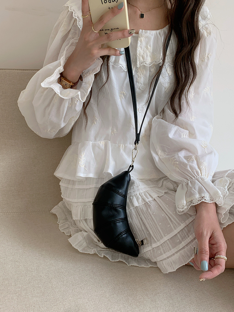 Portafoglio appeso al collo Zero con design carino a forma di corno di mucca e piccola mini borsa a tracolla concava per rossetto e auricolari_voghion.com