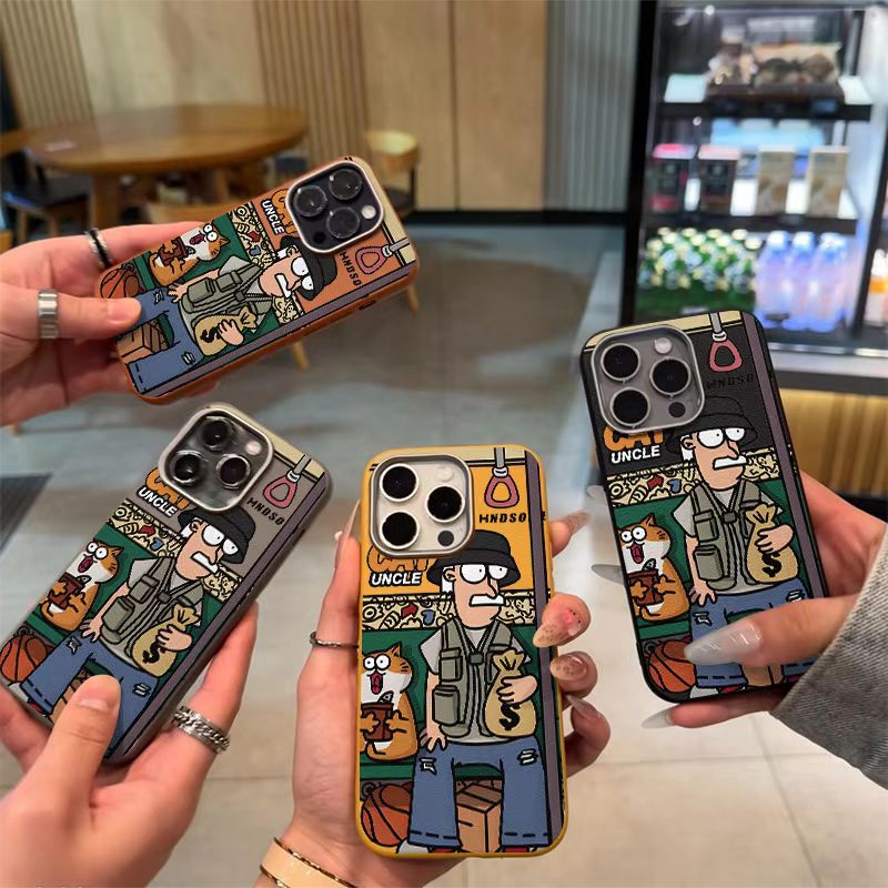 跨境个性大叔相框皮纹适用苹果17/16/15pro手机壳14promax13/12