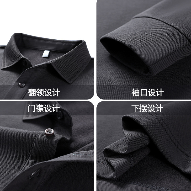 High-end otoño invierno polo camiseta con solapa ropa de trabajo camiseta de algodón masculino más camiseta de manga larga personalizada