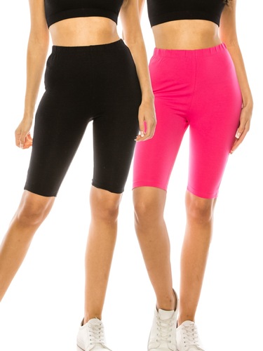 Stretchy Spandex 2-pieces Women's High-Waist Biker Shorts