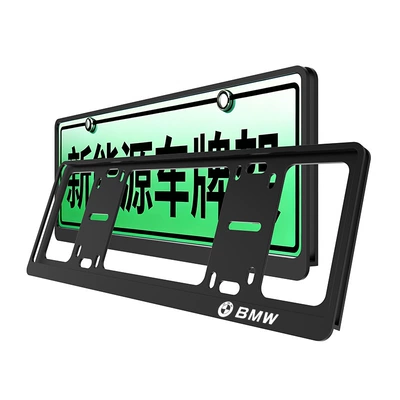 license plate frame protective cover, License plate holder/license plate holder - bmw-logo-for-green-license-plates-only-shiny-stone-black-double-layered-and-thickened-anti-curling1-pair-pack-comes-with-a-full-set-of-accessories