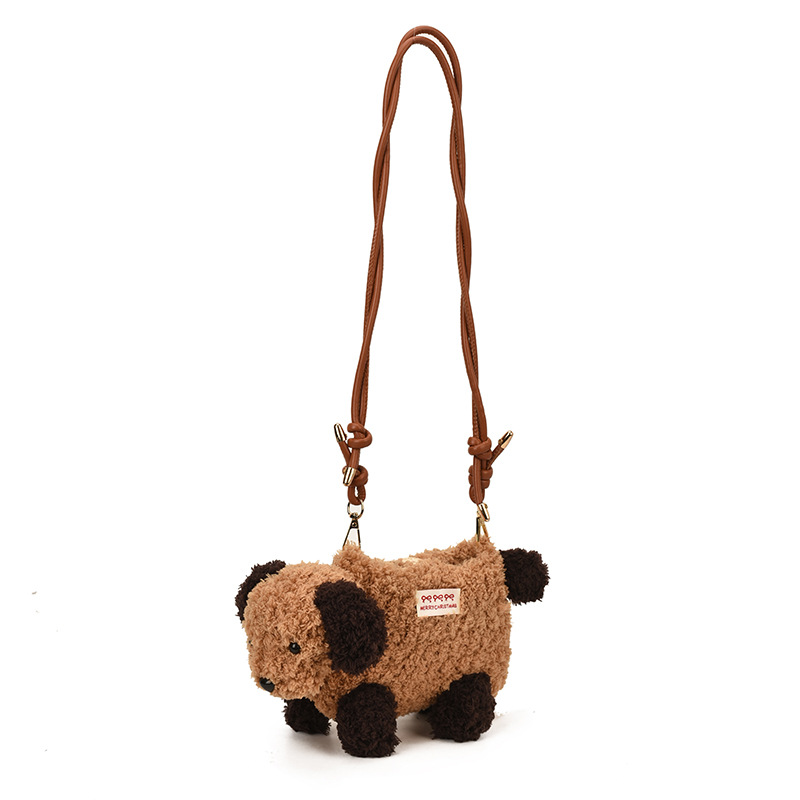 Cartoon lindas bolsas de hombro para niños y niñas otoño invierno suave peludo cachorro bolsas para niños 2025 nuevos accesorios bolsas de moda