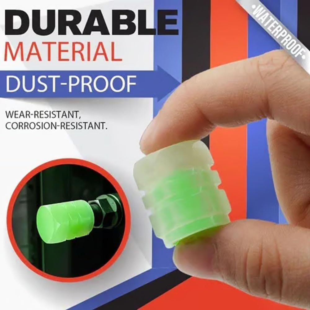 New Glow Dark Car Tire Valve Cap 4-Piece Set of Luminous Car Tire Valve Caps
