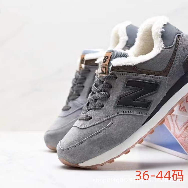 Zapatos Pitian al por mayor caliente NB574 otoño y invierno cerdo con capa de cabeza de lana más zapatos de correr casuales para hombres y mujeres