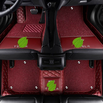 Modelə uyğun ayaqaltı | MODEL 3 MODEL S - tesla-model-y-double-layer-burgundy-burgundy-silk-loop