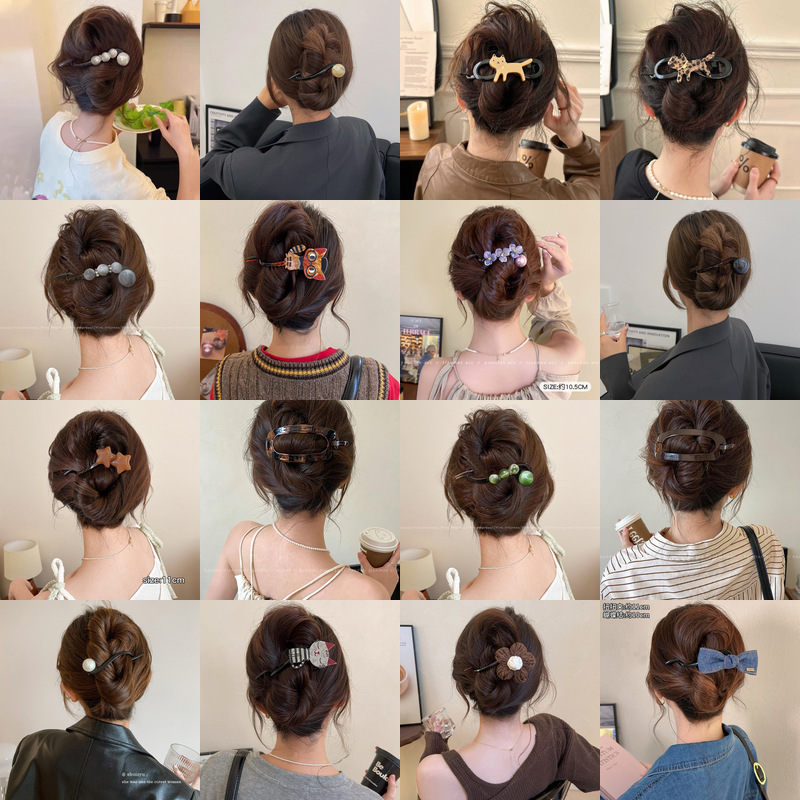大号蝴蝶结盘发可爱扭扭夹韩系甜美发夹夏天后脑勺女生高级感发卡|undefined
