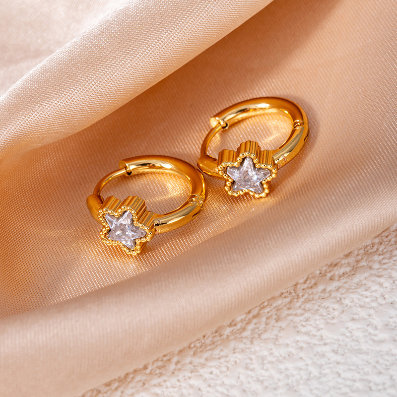 White earrings with zircon