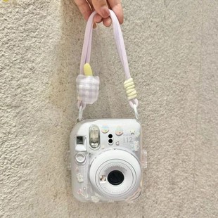 [mini12 transparent shell] instax crystal shell, clapping hard shell camera shell chain tide