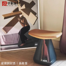 北欧极简设计玻璃钢矮凳样板房客厅休闲沙发脚踏创意换鞋凳子家用