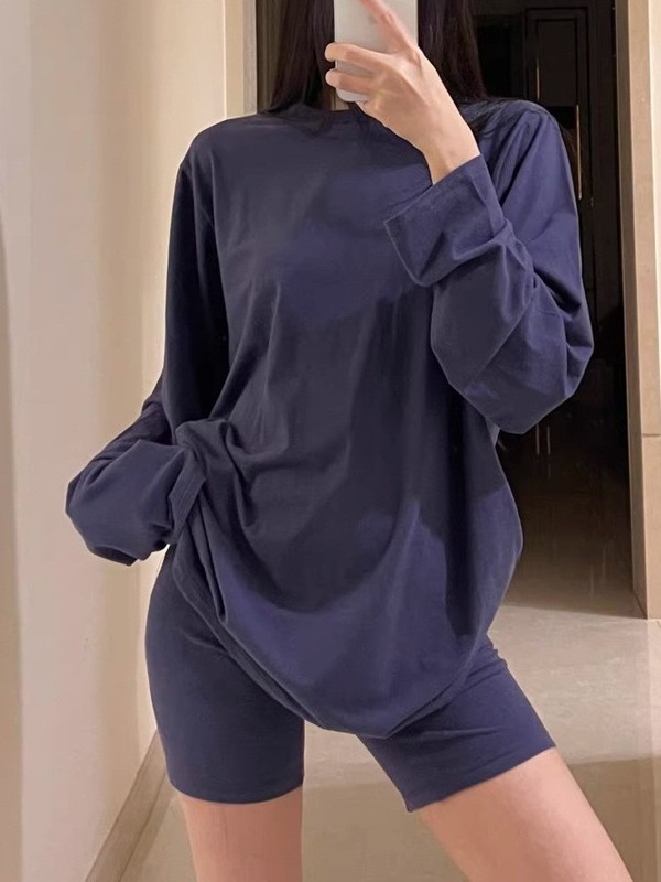 在庫あり skims ゆったり肌に優しい長袖Tシャツ レディース ゆったり快適 カーダシアン風 BFスタイル ホームウェア パジャマセット|undefined