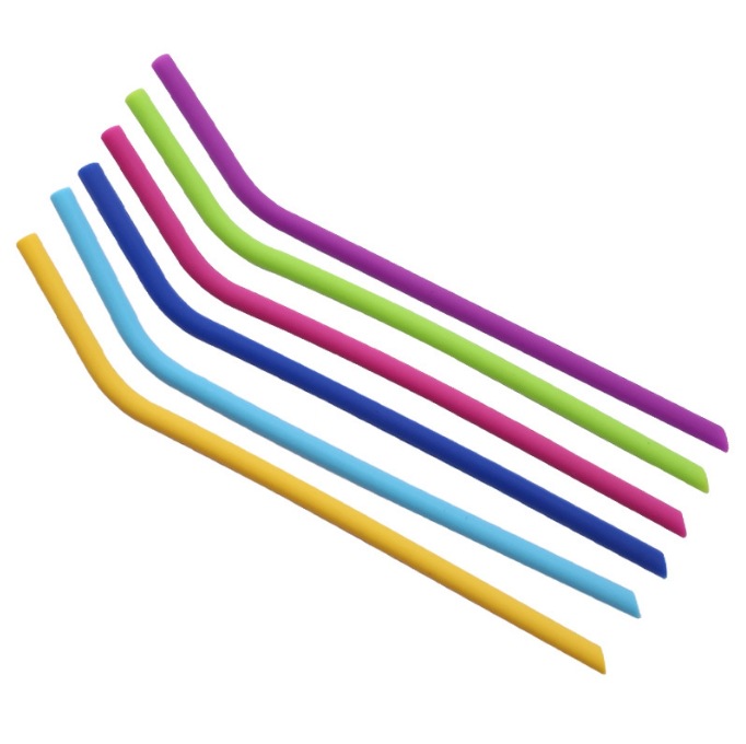 Pajitas de silicona de 20 tamaños, juego de calidad alimentaria, el más vendido en Amazon, almacenamiento de tubo curvo recto plegable de Color