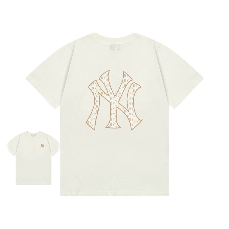 クロスボーダー MLB&NY ベーシックプリント高品質レディース T メンズ半袖コレクション共同ブランドの純綿通気性ボトリングシャツ|undefined