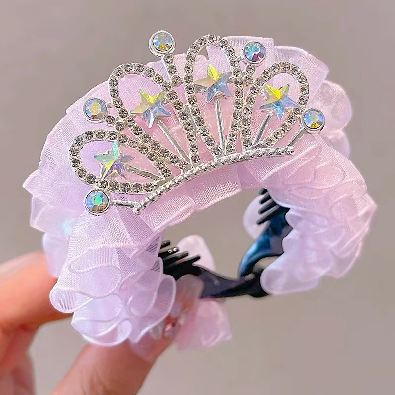 075 Детская заколка для волос-зажим с розовой короной