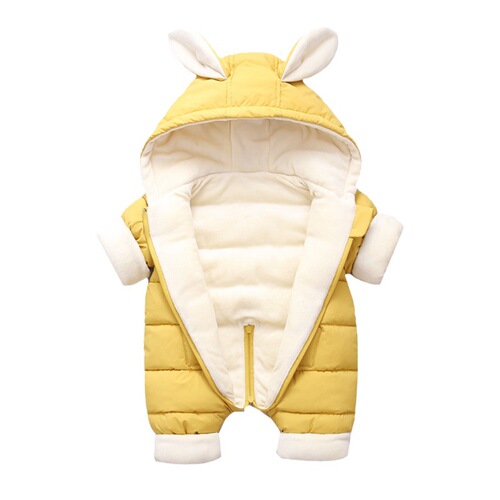 2025 new children's down cotton clothes for men and women babies with velvet climbing clothes for winter, thickened neonatal one-piece clothes