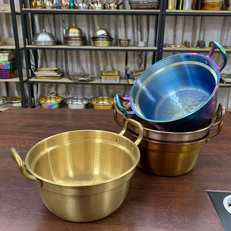 Korean-Style 304 Stainless Steel High-Ear Pot for Cooking Instant Noodles, Soup Pot, Small Hot Pot, Ramen Pot, Suitable for Gas and Induction Cookers