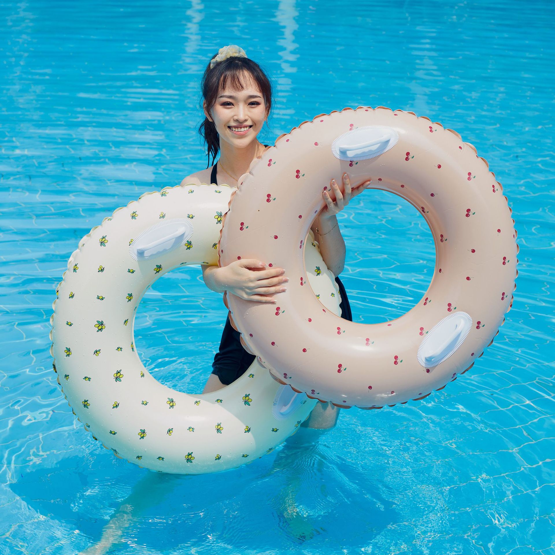 210g Weight Swim Ring Type of Swimming Accessories 1 Piece Quantity PVC Material Color Block, Solid Color Pattern Kid'S Gender Cute Style Cute Color Block Solid Color PVC Swim Ring Swimming Accessories 1 Piece 17