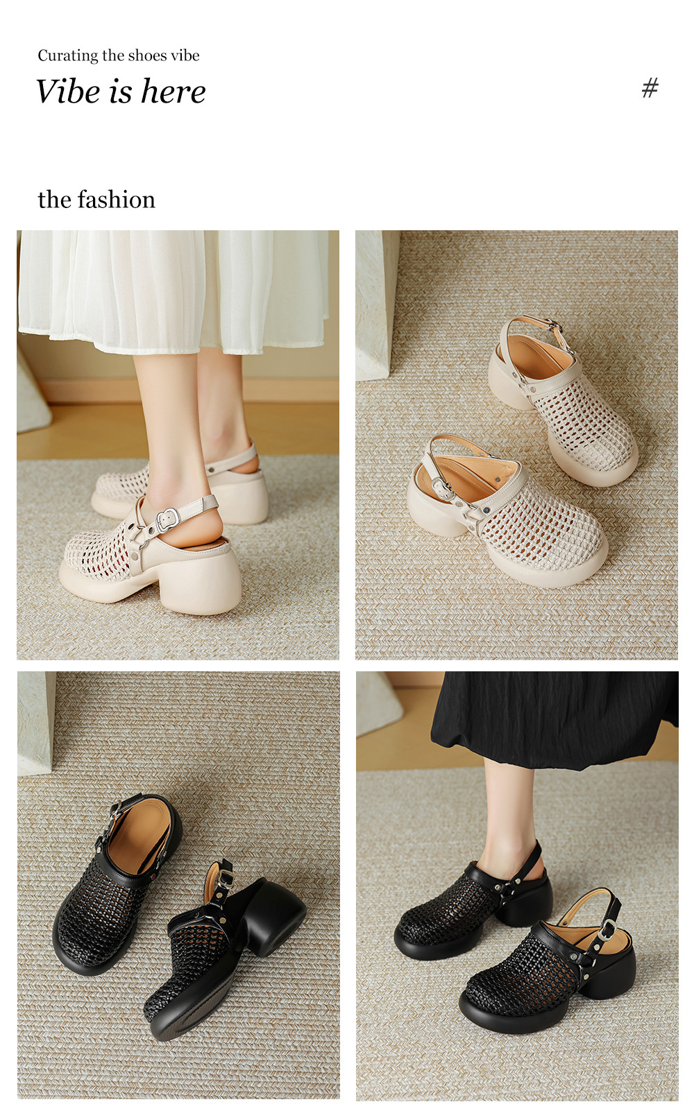 Sandal cao gót nữ mũi hở đế dày gót 6 cm phong cách dệt — đen chi tiết 1