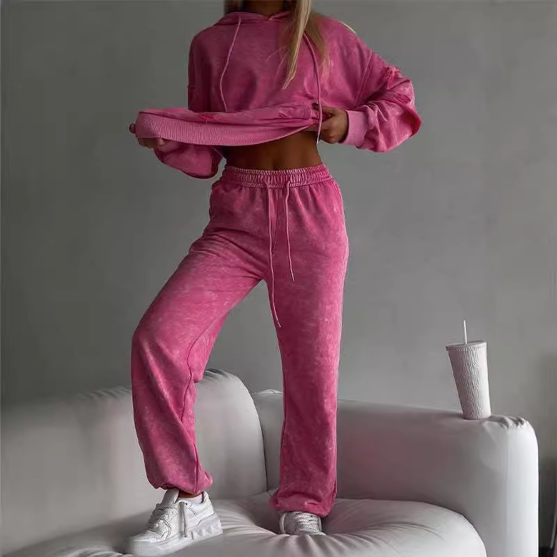 Damenbekleidung Sweatshirt-Set mit Kapuze und Loch_voghion.com
