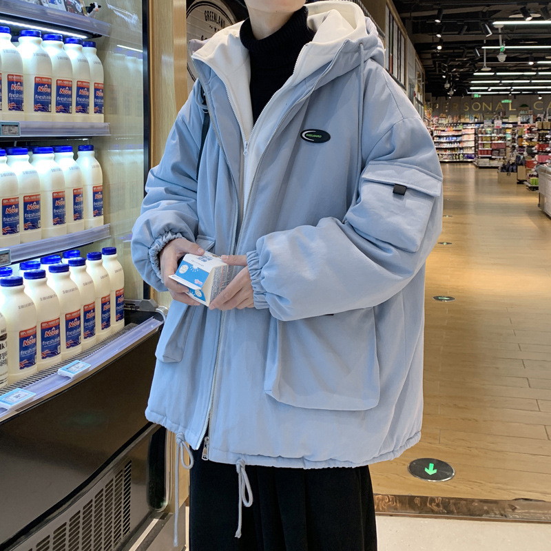 Ropa de trabajo abrigo de algodón acolchado abrigo de los hombres de estilo coreano de moda Otoño e Invierno engrosado abrigo de algodón acolchado invierno suelta moda juvenil casual Chaqueta de algodón acolchado