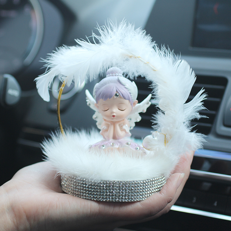Adornos de coche regalos de mano de resina plumas ballet niña Bella lindo escritorio regalo de cumpleaños accesorios de coche