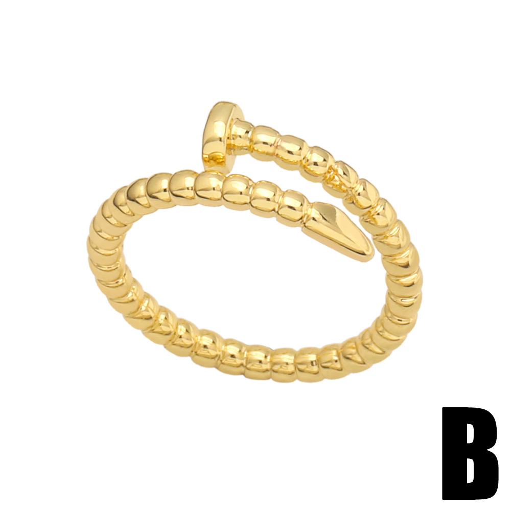 Fashion Simple Hollow Heart-Shaped Solid Color Copper Ring