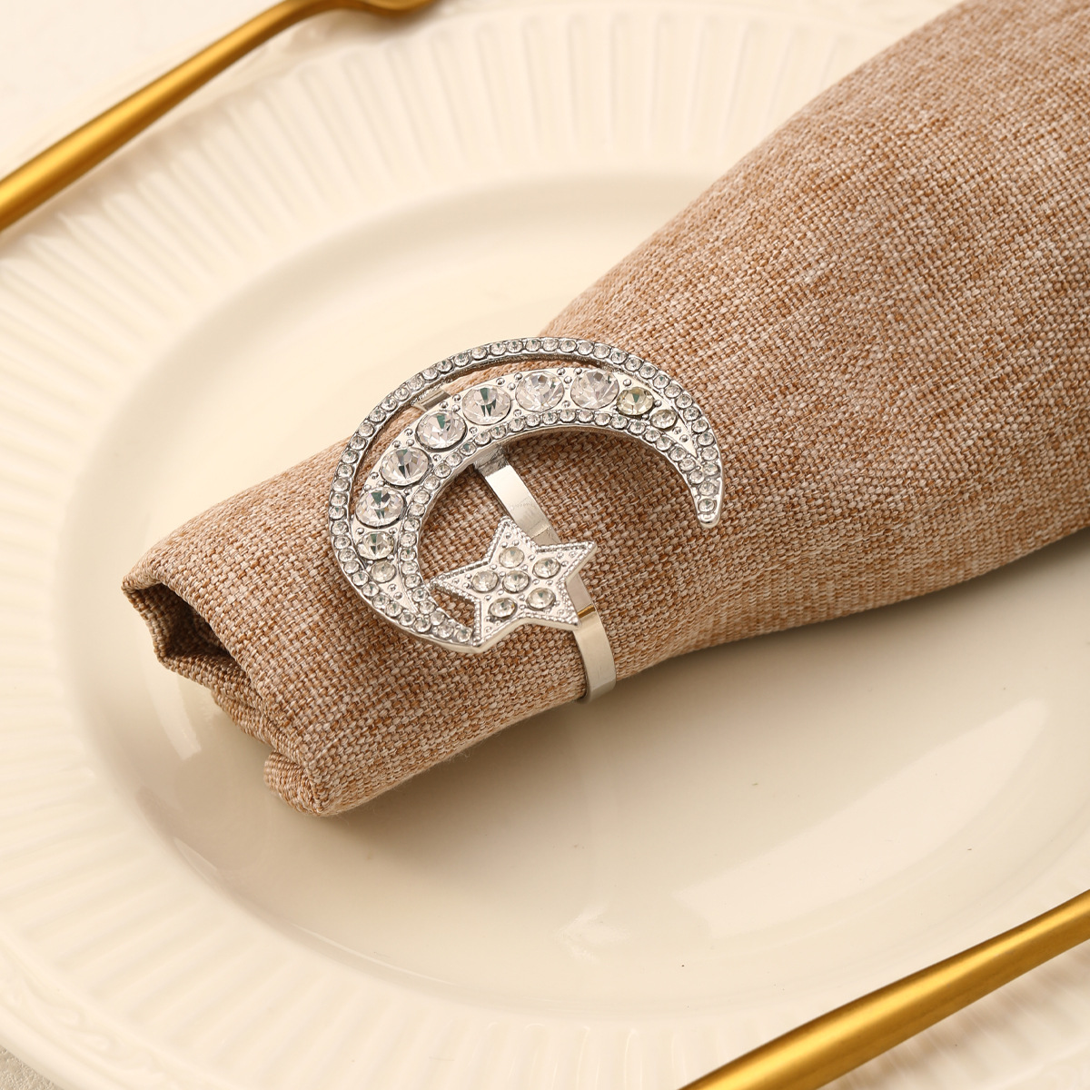 25g Weight napkin rings Kitchen and drinking utensils 1 Piece Quantity Daily Occasion Alloy Material Star, Moon Pattern Casual Style Casual Star Moon Alloy Napkin Rings 1 Piece 8