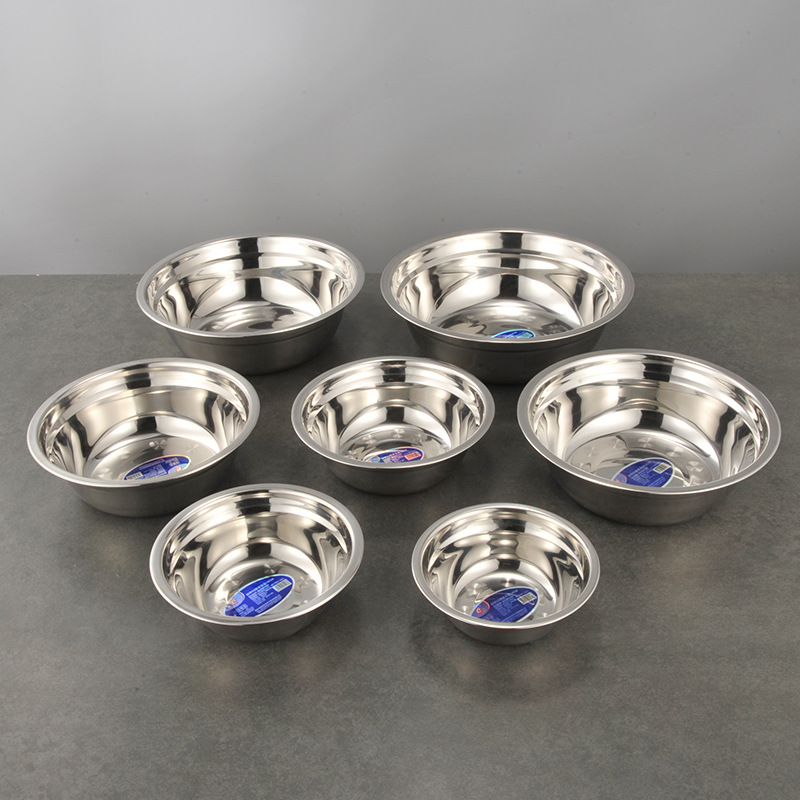 Tazón de acero inoxidable superventas en TikTok al por mayor, tazón multiusos para sopa de uso doméstico, tazón engrosado y profundo, tazón para lavar verduras en la cocina, tazón para batir huevos.