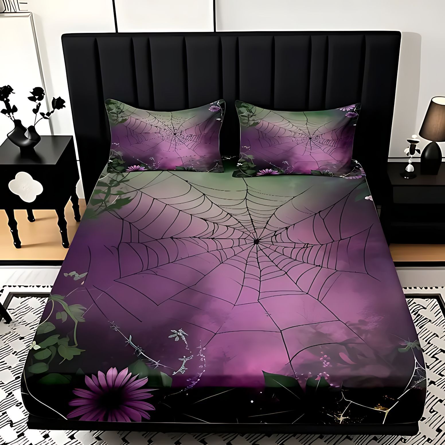 Temas de tela de araña TEMU / JIT impresión digital 3D Kit de cama de cama de cama transfronterizo J fabricantes de fuentes textiles pueden venir a la foto