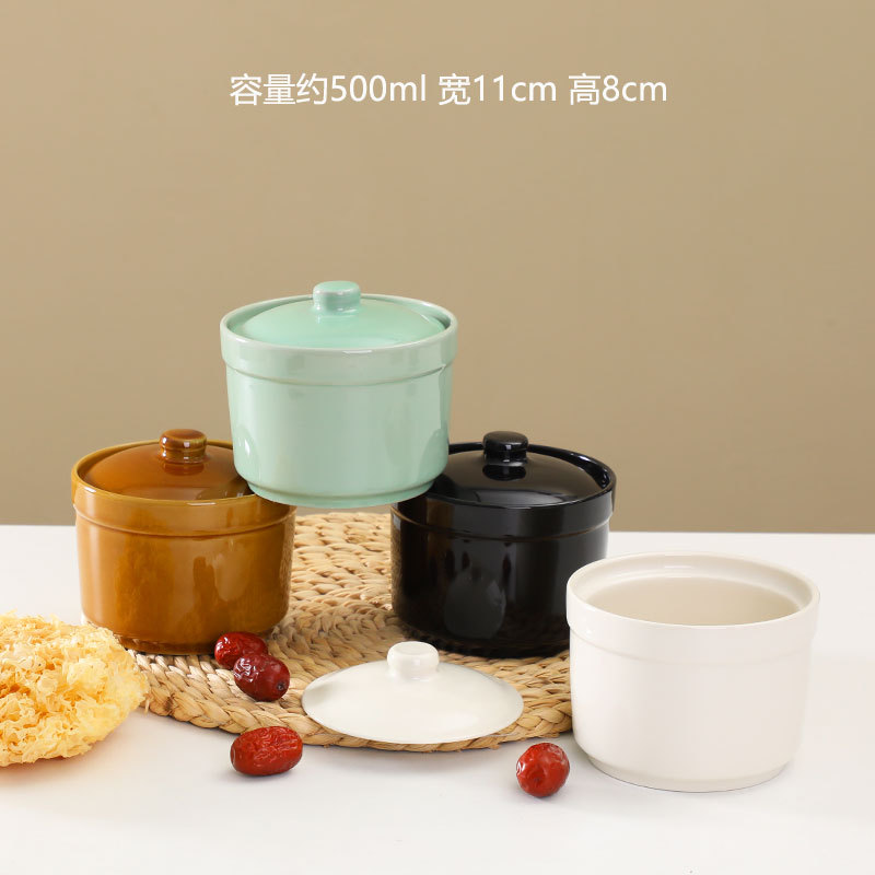 Taza de estofado de olla de barro guisada recta en agua, olla de estofado de una persona, olla de sopa con tapa, shaxian snack, nido de pájaro, olla de sopa hirviendo de cerámica