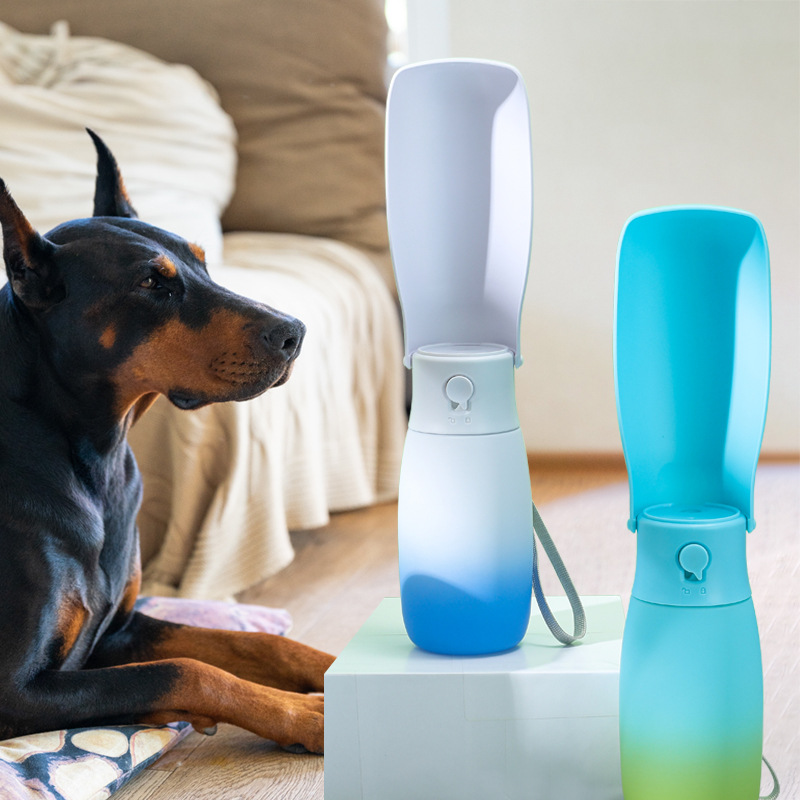 [Gradiente de color de la serie] taza de agua para mascotas hervidor portátil al aire libre mascota plegable filtro resistente a altas temperaturas PET taza de agua