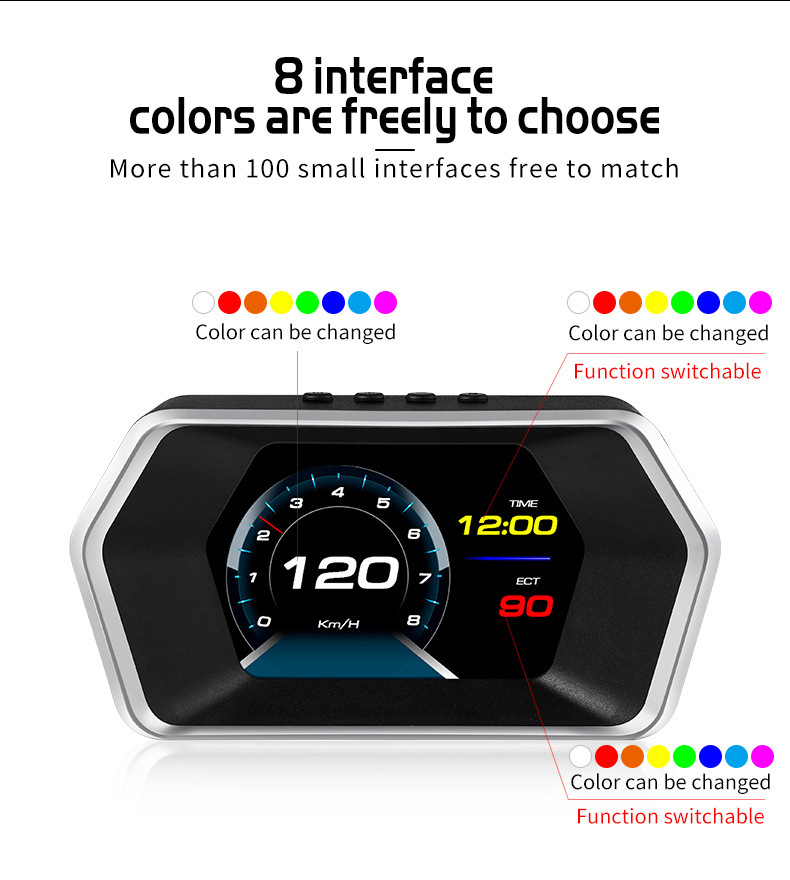 P17 Head-Up Display OBD+(GPS+Beidou) 4.3inch LED Color LCD Screen Display 5V USB Universal