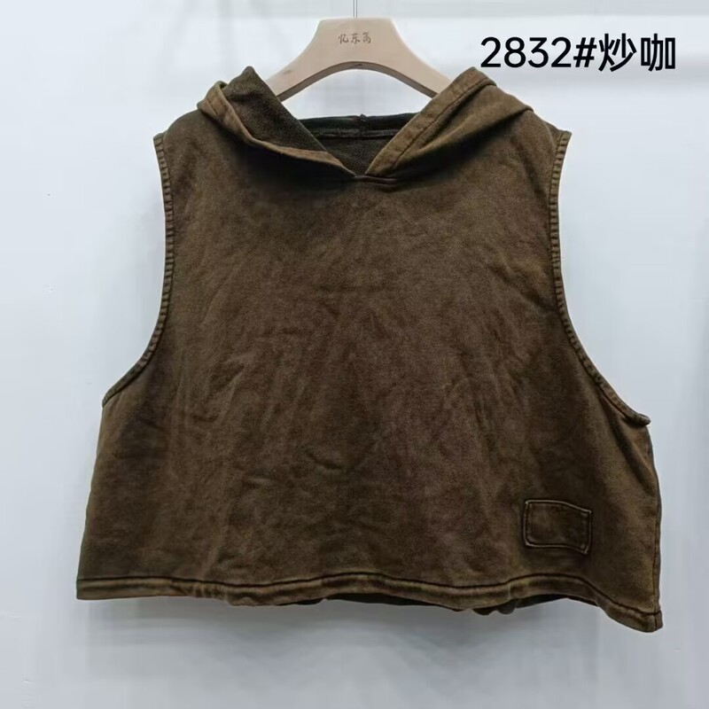 Women's Hooded Vest 2025 Spring Artistic Retro Loose Joker plus size Fried Color Old Sleeveless T-Shirt 2832 Women's Hooded Vest 2025 Spring Artistic Retro Loose Joker plus size Fried Color Old Sleeveless T-Shirt 2832