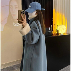 冬麂皮新款宽松加厚长款机车皮毛一体皮环保外套大衣女潮