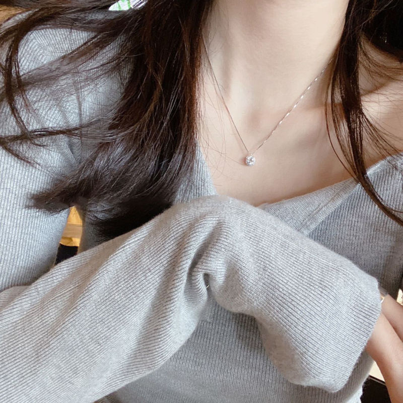 MUXI シュガーキューブネックレス女性用シンプルニッチ新しいハイエンド鎖骨チェーンガールフレンドバレンタインデーギフト|undefined
