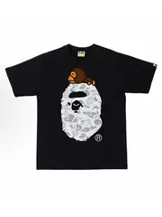Bape Trendy Brand Ape Head Heavyweight Pure Cotton Short-Sleeve Shark Monkey Unisex T-Shirt Top Cross-Border Certified Supply