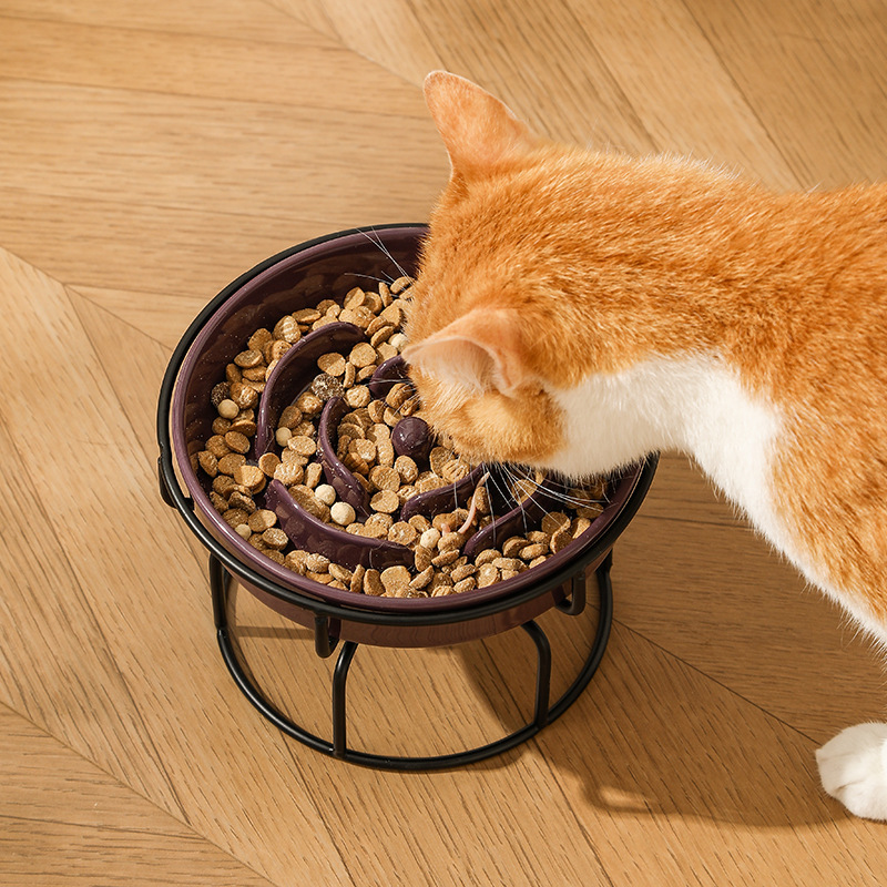 ペットセラミックボウル北欧猫ボウル背の高いセラミックキャットフードボウルスナック缶詰プレート抗頚椎症抗転倒猫フードボウル|undefined