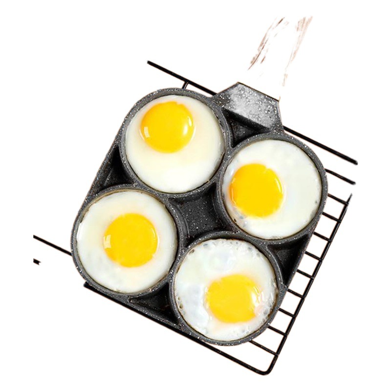 Maifan huevo de piedra sartén de huevo de cuatro agujeros sartén antiadherente desayuno sartén artefacto poroso sartén antiadherente venta al por mayor