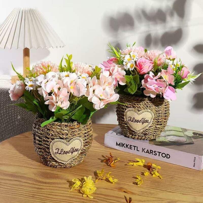 2025 Cross-border Explosions Simulation Hydrangea Rose Ball Chrysanthemum Potted Simulation Flower Tea Rose Rattan Basket Flower Basket suit 2025 Cross-border Explosions Simulation Hydrangea Rose Ball Chrysanthemum Potted Simulation Flower Tea Rose Rattan Basket Flower Basket suit