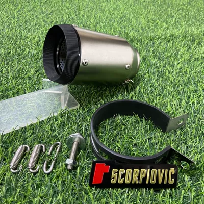 Motorcycle exhaust pipe | 302R 252R - ar-titanium-color-round-black-head-60mm