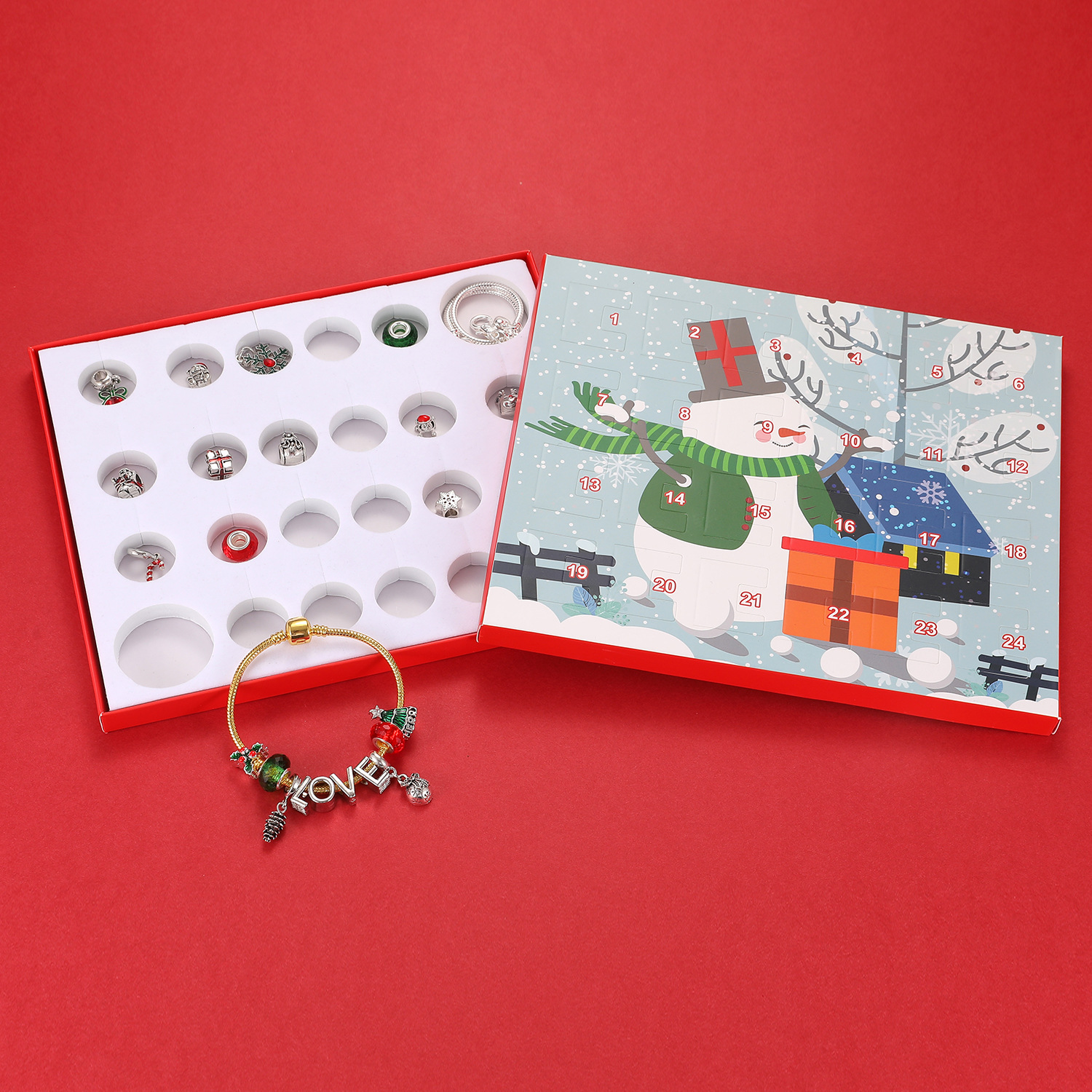 Christmas jewelry calendar gift box set diy beaded blind box Christmas love bracelet gift_voghion.com