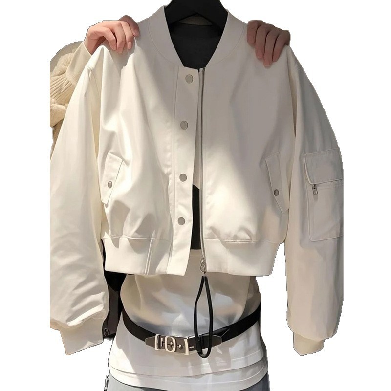 春装女款2025年新款超火减龄高级漂亮棒球服小香风白色短款外套女|undefined