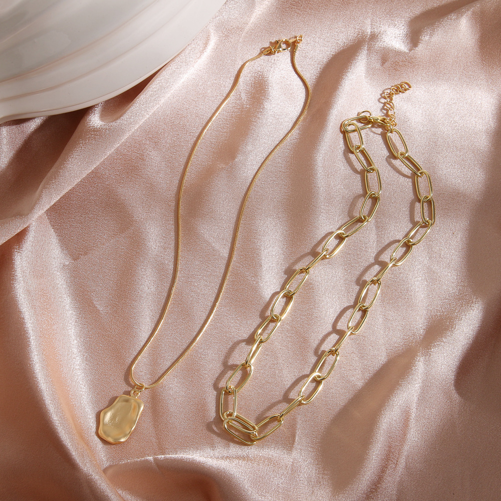 Alloy Material Retro Geometric Alloy Wholesale Double Layer Necklaces