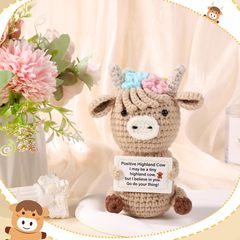 Amazon新品Knitted Highland Cowニットハイランド牛编み动物人形可爱いプレゼント