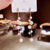 South Korean goods, silver needle, elegant earrings with tassels from pearl