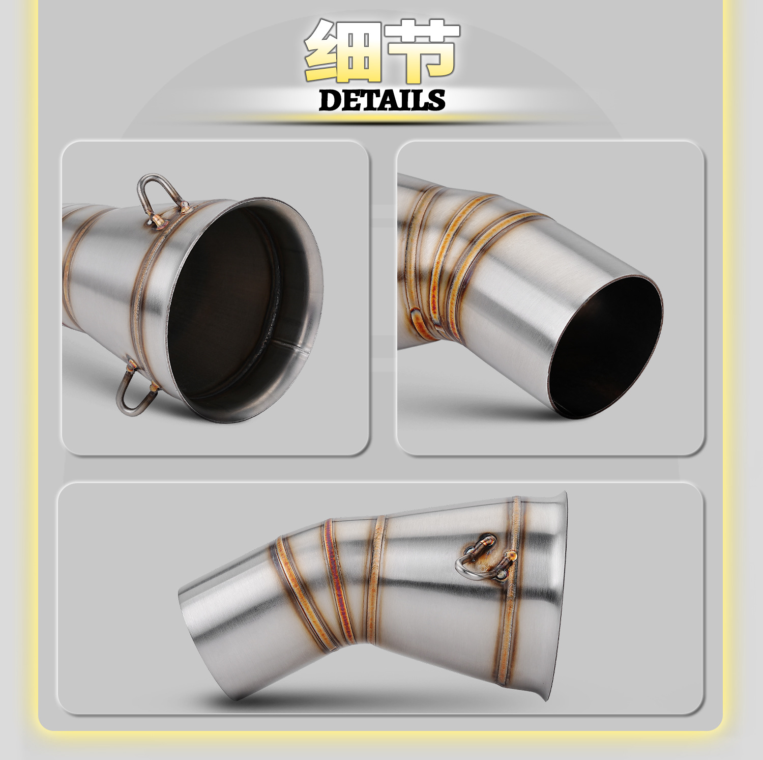 Zontes 703Rr Motorcycle Modified Exhaust Pipe Connected to 51mm Bottom Exhaust, Special Stainless Steel Small Mid-Section, Non-Destructive Installation