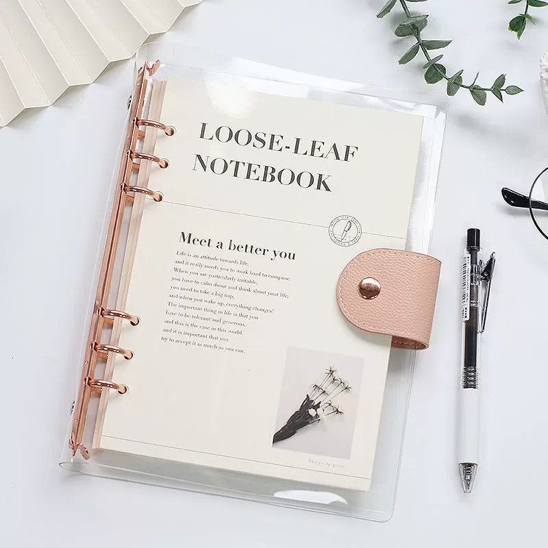 Removable PVC Notebook Cover for A6, A5, B5 Sizes with Gold, Silver, or Black Clips