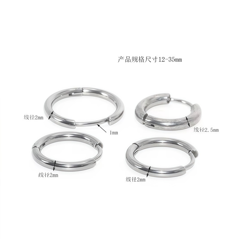 ステンレス製のシンプルでトレンディなフープピアス、高級感のある丸型ピアス、女性用イヤリング、アクセサリー|undefined