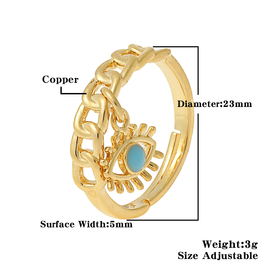 new womenu0027s ring geometric evil eye open copper tail ring